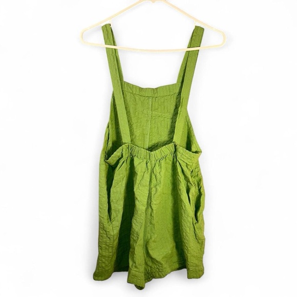 Urban Outfitters Romper Shorts Cotton Linen Blend Green Overalls Pockets XS - Picture 5 of 8